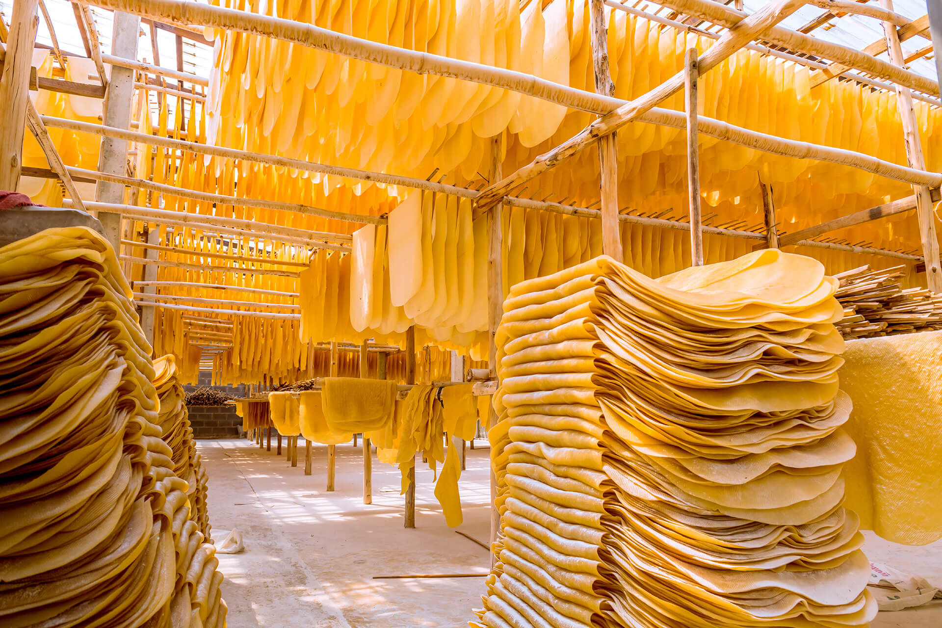 Natural rubber sheet production and drying